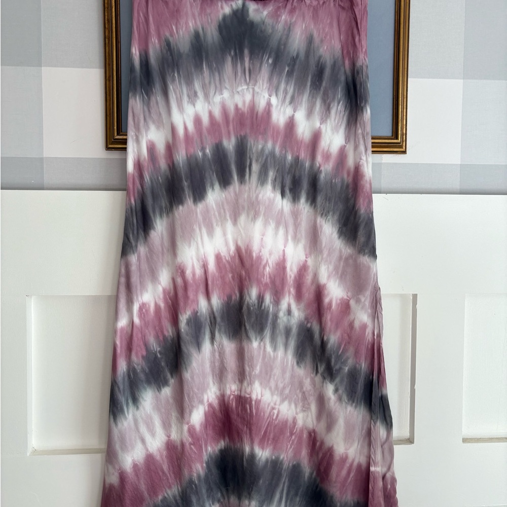 Young Fabulous & Broke Mauve and Charcoal Tie-Dye Midi Skirt - Picture 3 of 6